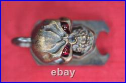 Steel Flame XL 3D Hardness Skull withRed Eyes in Bronze Stainless EBO