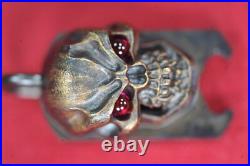Steel Flame XL 3D Hardness Skull withRed Eyes in Bronze Stainless EBO