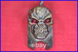 Steel Flame XL 3D Hardness Skull withRed Eyes in Bronze Stainless EBO