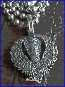 Steel Flame XL Sancte Michael Crusader Silver Pendant Ball n Chain Bead Necklace