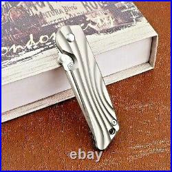 Straightback Folding Knife Pocket Hunting Survival AUS10 Steel Titanium Handle S