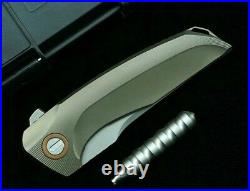 Straightback Folding Knife Pocket Hunting Survival M390 Titanium Handle Premium