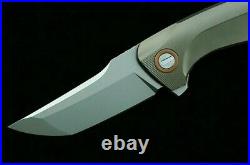 Straightback Folding Knife Pocket Hunting Survival M390 Titanium Handle Premium