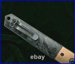 Straightback Folding Knife Pocket Hunting Survival N60 Blade Titanium Handle EDC