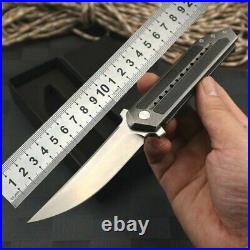 Straightback Folding Knife Pocket Hunting Survival Titanium Handle S35VN Steel S