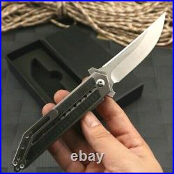 Straightback Folding Knife Pocket Hunting Survival Titanium Handle S35VN Steel S