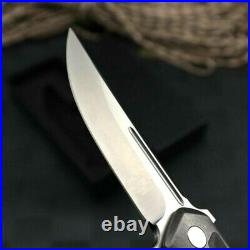 Straightback Folding Knife Pocket Hunting Survival Titanium Handle S35VN Steel S
