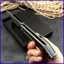 Straightback Folding Knife Pocket Hunting Survival Titanium Handle S35VN Steel S