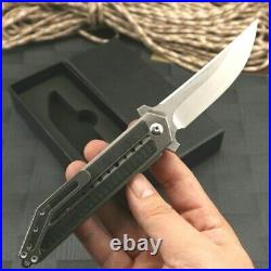 Straightback Folding Knife Pocket Hunting Survival Titanium Handle S35VN Steel S