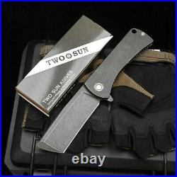 Straightback Knife Folding Pocket Hunting Survival Tactical D2 Steel Titanium S