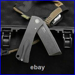 Straightback Knife Folding Pocket Hunting Survival Tactical D2 Steel Titanium S