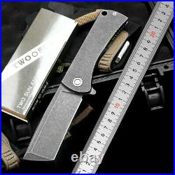 Straightback Knife Folding Pocket Hunting Survival Tactical D2 Steel Titanium S