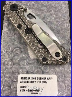 Strider Knives SnG Gunner Grip Spear Point Knife Artic Gray G10 S30V
