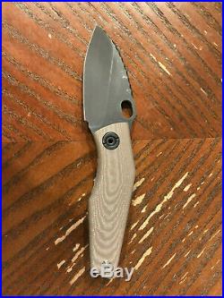 Strider SJ-75 Baby Huey black DLC blade tan G-10 scale with Ti lock side knife
