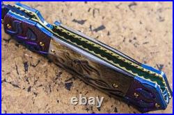 Suchat Custom Folding Knife Color Damascus Black Pearl 6AL4V Titanium Anodized