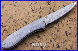 Suchat Custom Handmade Folding Knife VG10 Damascus Steel 24K Gold Plated Screw