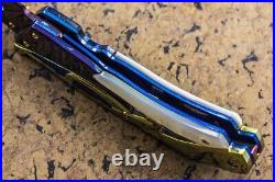 Suchat Jangtanong Custom Folding Knife Color Damas Steel Titanium White Pearl FS