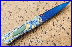 Suchat Jangtanong Custom Folding Knife Color Damascus Titanium Tariff Free