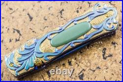Suchat Jangtanong Custom Folding Knife Color Damascus Titanium Tariff Free