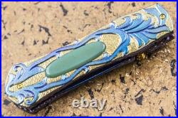 Suchat Jangtanong Custom Folding Knife Color Damascus Titanium Tariff Free