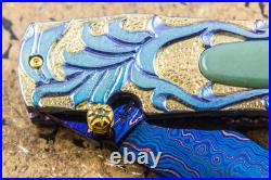 Suchat Jangtanong Custom Folding Knife Color Damascus Titanium Tariff Free