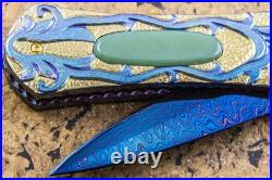Suchat Jangtanong Custom Folding Knife Color Damascus Titanium Tariff Free
