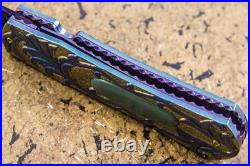 Suchat Jangtanong Custom Folding Knife Color Damascus Titanium Tariff Free