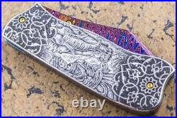 Suchat Jangtanong Custom Folding Knife Damas Steel Engrave Arabian Persian Art
