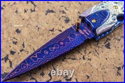 Suchat Jangtanong Custom Handmade Folding Knife Color Damascus Black Lip Pearl