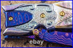 Suchat Jangtanong Custom Handmade Folding Knife Color Damascus Black Lip Pearl