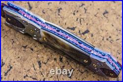 Suchat Jangtanong Custom Handmade Folding Knife Color Damascus Black Lip Pearl