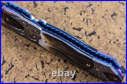 Suchat Jangtanong Custom Handmade Folding Knife Color Damascus Black Lip Pearl