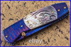 Suchat Jangtanong Custom Handmade Folding Knife Damascus Black Mother of Pearl