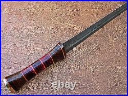 Suoer Cutlery Handmade Damascus Steel Roman Style Sword Brass & Colored Wood