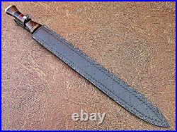 Suoer Cutlery Handmade Damascus Steel Roman Style Sword Brass & Colored Wood