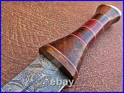 Suoer Cutlery Handmade Damascus Steel Roman Style Sword Brass & Colored Wood