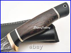 Super Cutlery hand made Damascus Knife, Copper Bolster, Ebony, Vangee wood 1146