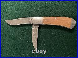 Super RARE NOS Bill Ruple 2 Blade Damascus Folding Folder Trapper Knife