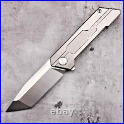 Tanto Folding Knife Pocket Hunting Survival Military D2 Steel Titanium Handle S