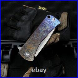 Tanto Folding Knife Pocket Hunting Survival Tactical D2 Steel Titanium Handle S