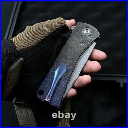 Tanto Folding Knife Pocket Hunting Survival Tactical D2 Steel Titanium Handle S