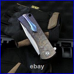 Tanto Folding Knife Pocket Hunting Survival Tactical D2 Steel Titanium Handle S