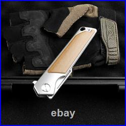 Tanto Knife Folding Pocket Hunting Survival Camp 14C28N Steel Titanium Micarta S