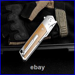 Tanto Knife Folding Pocket Hunting Survival Camp 14C28N Steel Titanium Micarta S