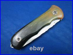 Thailand Custom Handmade Folding Knife 440C Stainless Two Tone Bull Horn Jo-195