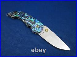 Thailand Custom Made Lockback Folding Knife 440C SS Mosaic Green Abalone L-378