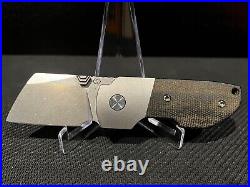 The Matsey Striga Frame Lock EDC Cleaver Knife Stonewash M390 green micarta