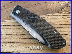 Thys Meades Mini Dino Custom Knife (3 Hand Satin) OD Green & Rag Micarta