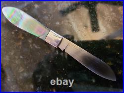 Tim Britton teardrop SlipJoint knife black lip pearl scales 2 3/8th blade OA 5