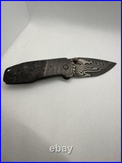Tim Curry Parthian Variant Lefty, 2.75 Damascus Blade Zirconium / Carbon